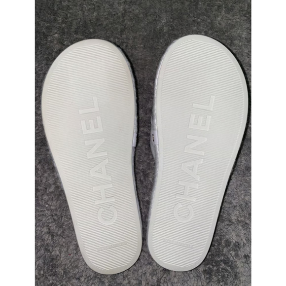 Chanel 20S White Coco Beach Gold CC Logo Slide Espadrille Sandal Mule Flat 36 - Picture 4 of 12